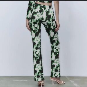 Zara Jacquard Flare Bodycon Festival Club Stretch Pants Women’s M